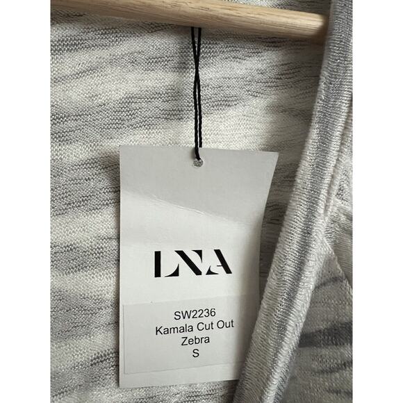 LNA Clothing Cut Out Top Gray White Zebra Print Size Small - Picture 6 of 8